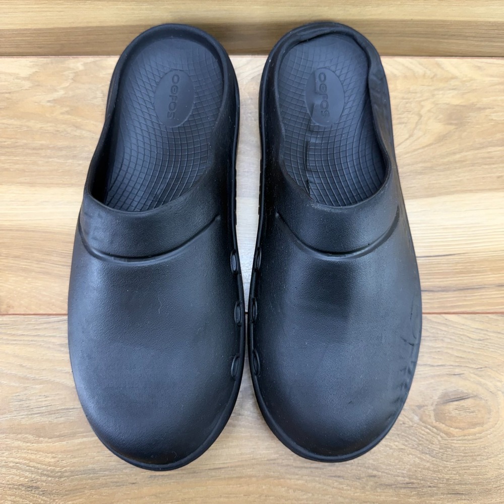 Oofos OoClog Mens Slip On Mule 11 EU 44 Black Rubber Recovery Shoes